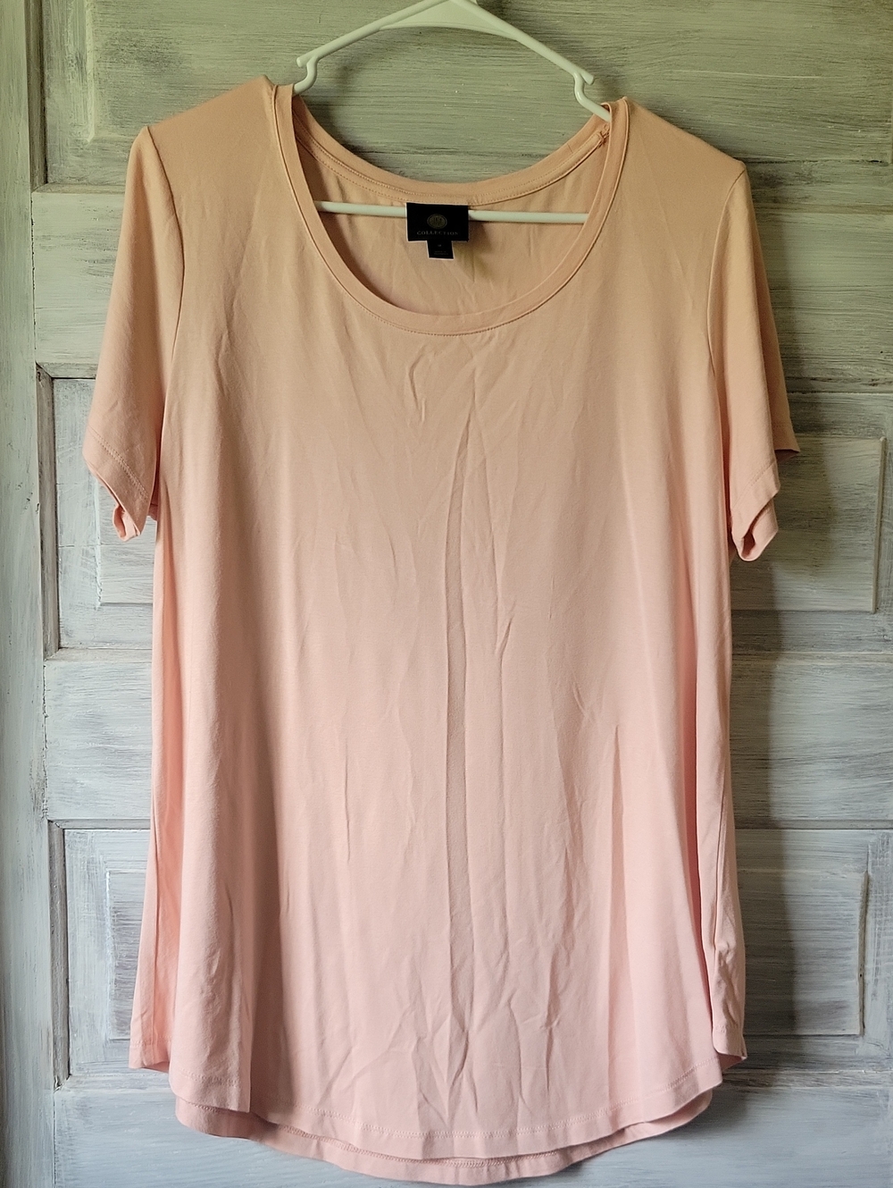 JM Collection Light Pink Short Sleeve Scoop Neck Tee